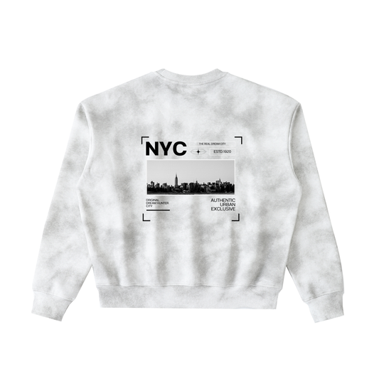 Dirty Washed Boxy Fleeced Sweatshirt (NEWYORK)