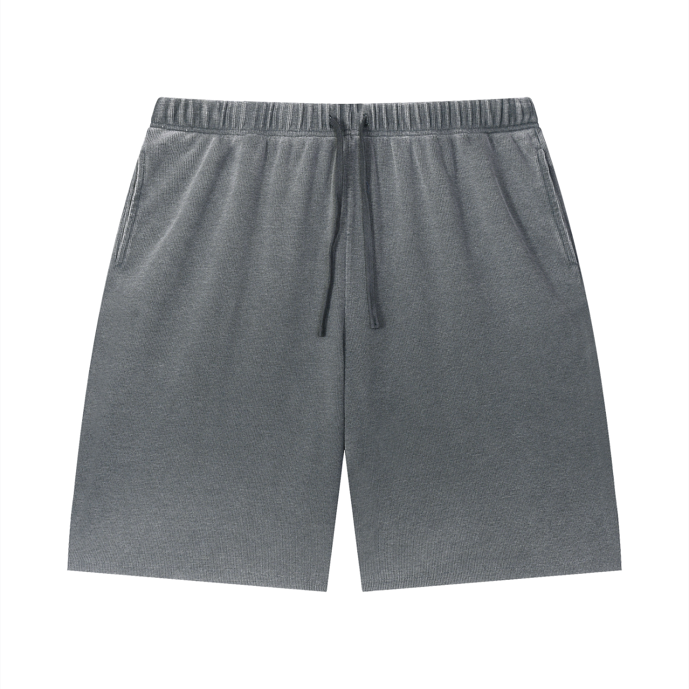 Unisex Vintage Wash Sunfade Waffle Raw Hem Shorts