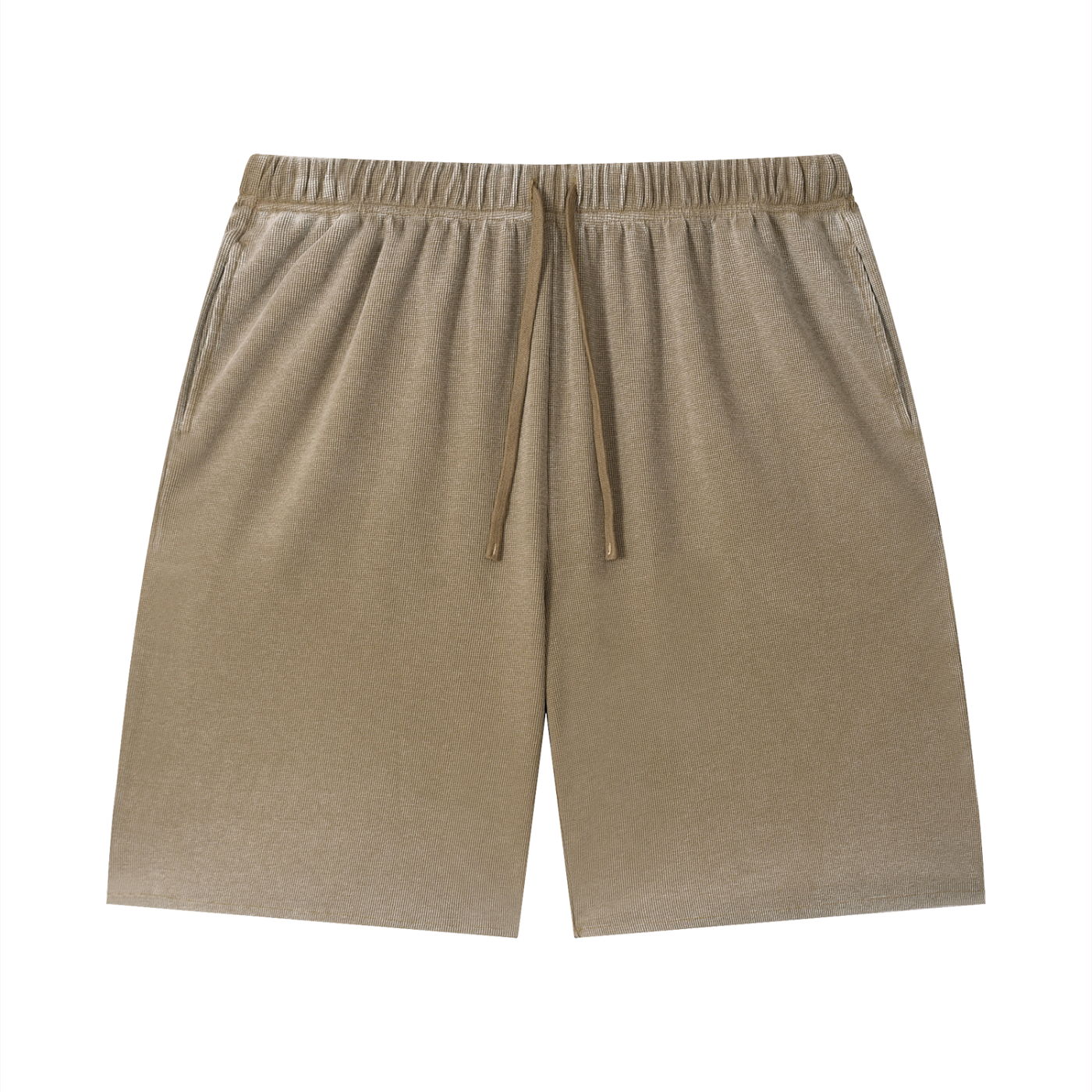 Unisex Vintage Wash Sunfade Waffle Raw Hem Shorts