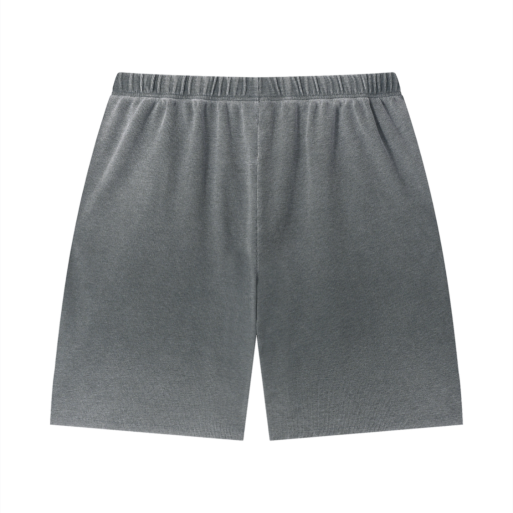 Unisex Vintage Wash Sunfade Waffle Raw Hem Shorts