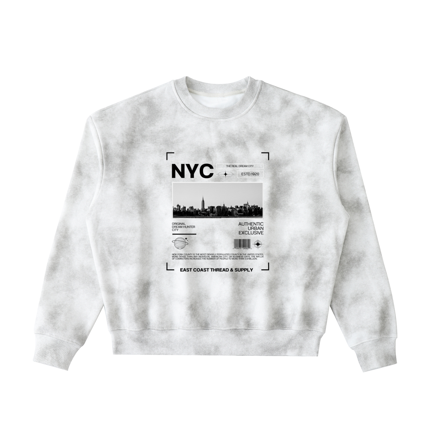 Dirty Washed Boxy Fleeced Sweatshirt (NEWYORK)