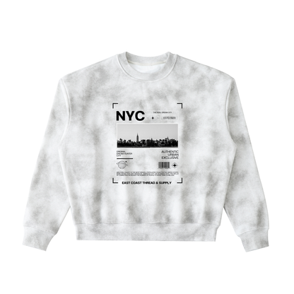 Dirty Washed Boxy Fleeced Sweatshirt (NEWYORK)