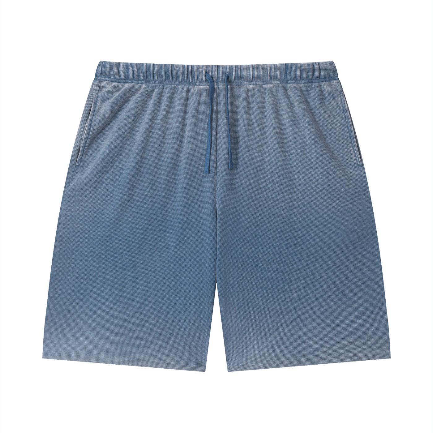 Unisex Vintage Wash Sunfade Waffle Raw Hem Shorts