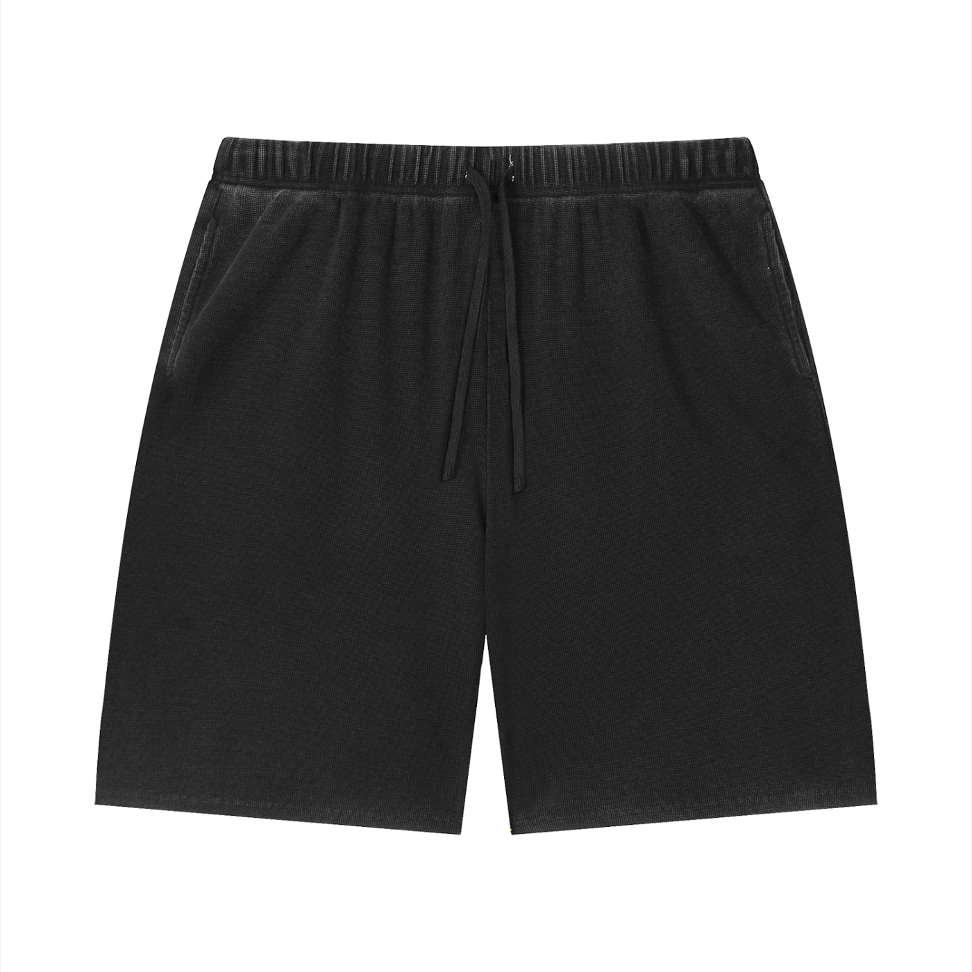 Unisex Vintage Wash Sunfade Waffle Raw Hem Shorts