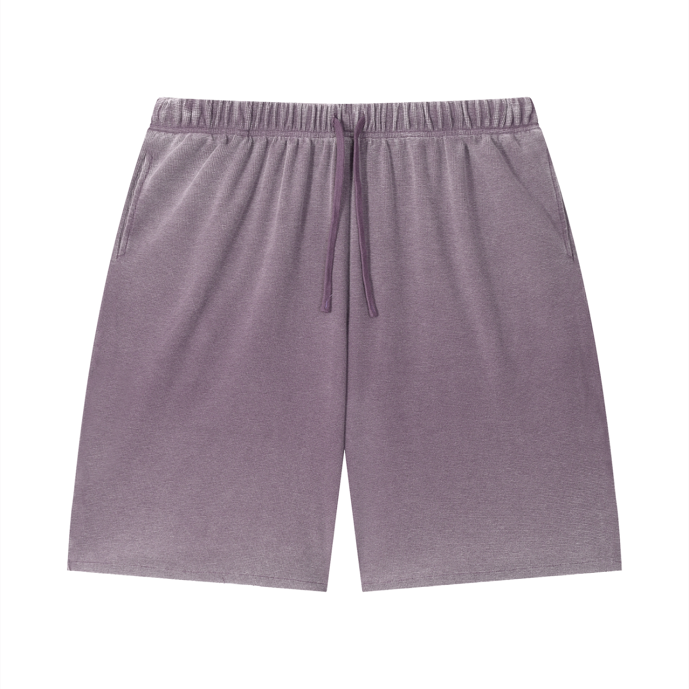Unisex Vintage Wash Sunfade Waffle Raw Hem Shorts